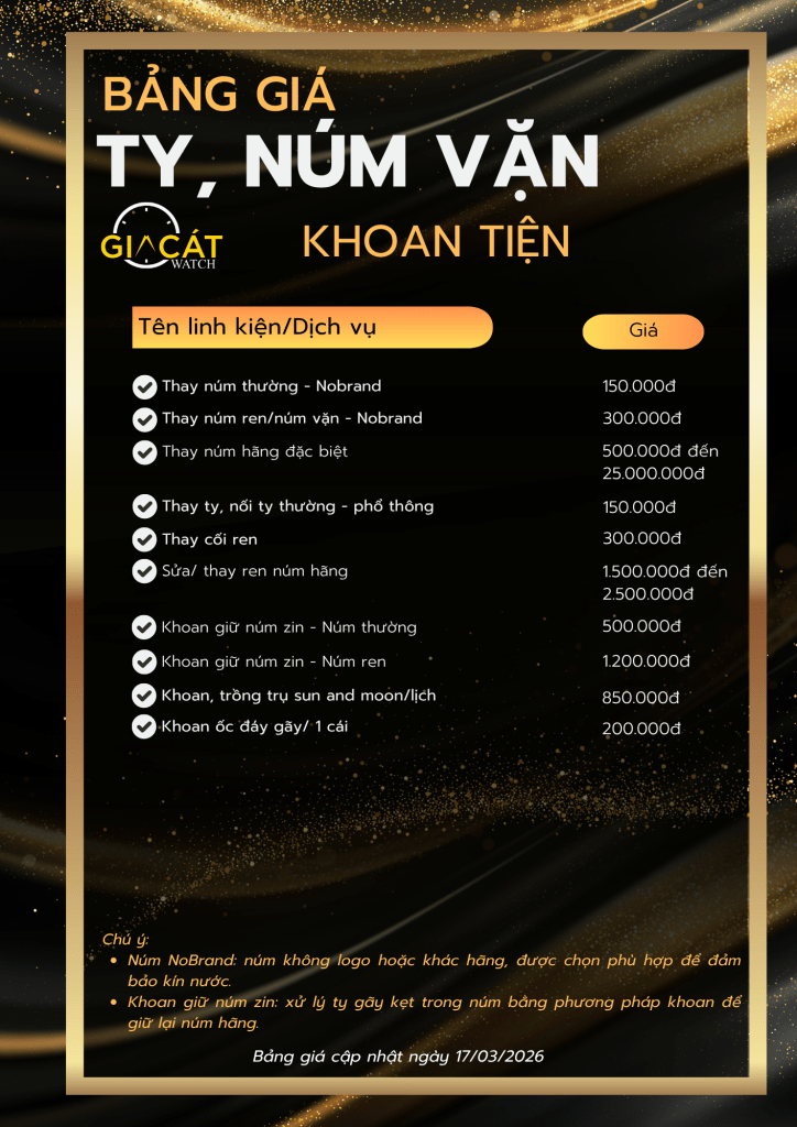 Giá khoan núm đồng hồ giữ zin tại Gia Cát Watch