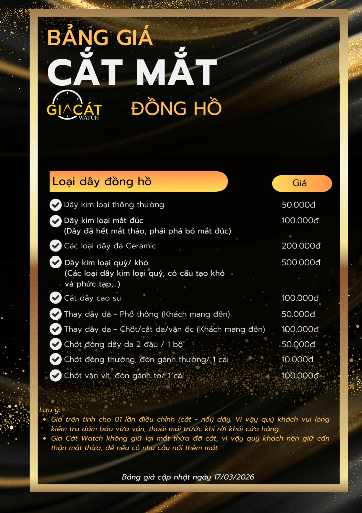 Bảng giá cắt mắt dây đồng hồ tại Gia Cát Watch
