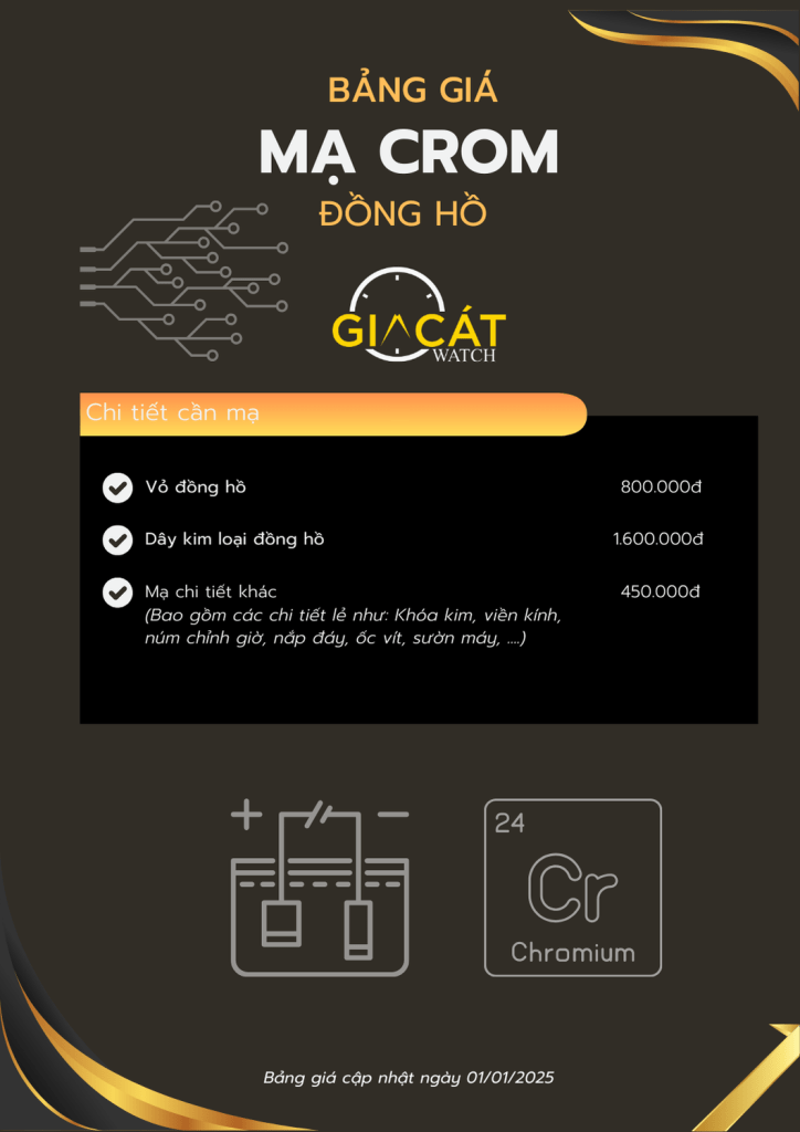 Bảng giá mạ crom đồng hồ