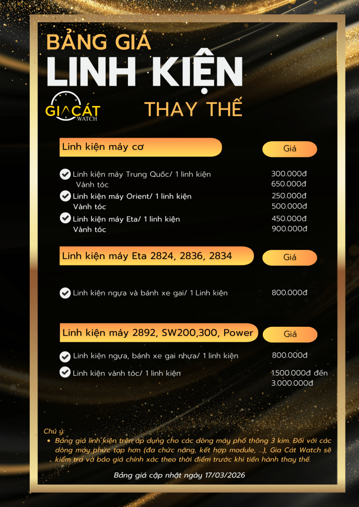 Bảng giá thay linh kiện đồng hồ tại Gia Cát Watch -2