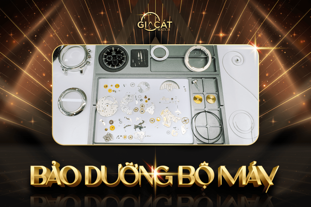 Lau dầu bảo dưỡng bộ máy đồng hồ tại Gia Cát Watch sẽ rã máy 100% để đảm bảo quá trình làm sạch chuyên sâu